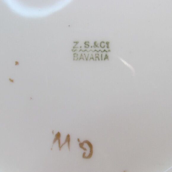 Vintage 1940s Porcelain Creamer and Sugar Bowl Set Signed Z.S.C Bavaria - Picture 6 of 13